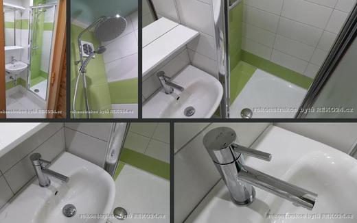 Zelenobílá koupelna Vanity ve 2kk Řepy (jádro H)